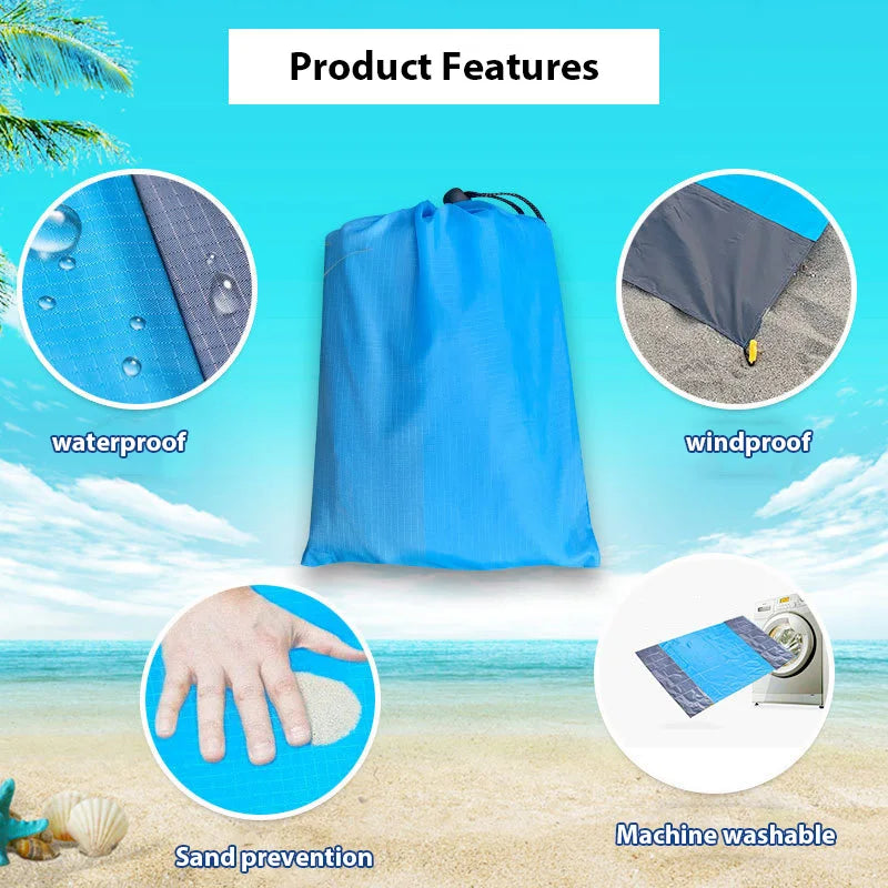 200*210cm Sandproof Beach Blanket Waterproof Beach Mat Portable