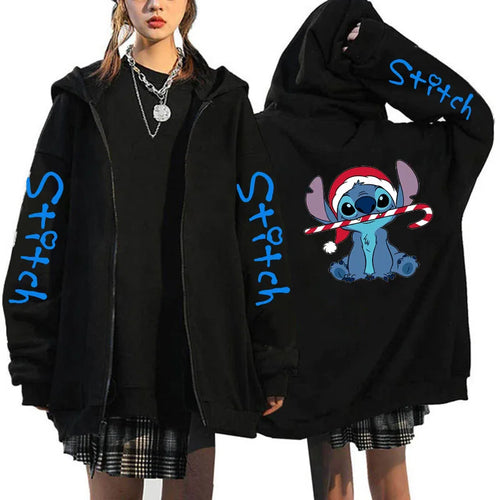 Oversized Y2k Zip-up Hoodie Disney Women's Lilo & Stitch Costume