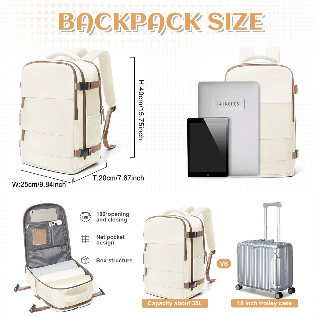 Travel Backpack for Women Men, Hand Luggage 40x20x25 for Ryanair Cabin