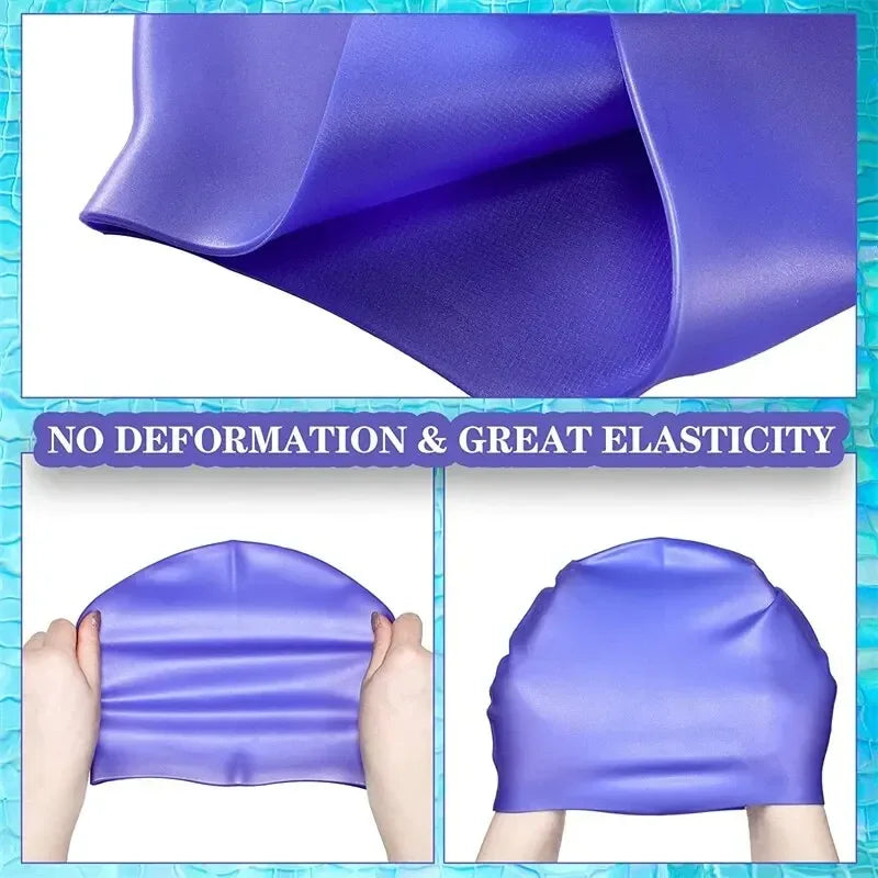 Swimming Cap Silicone Waterproof Swim Hat for Men Women Adult Kids