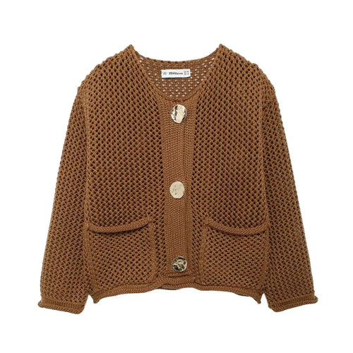 Autumn Winter Knitted Cardigans For Women Casual Button Long Sleeve