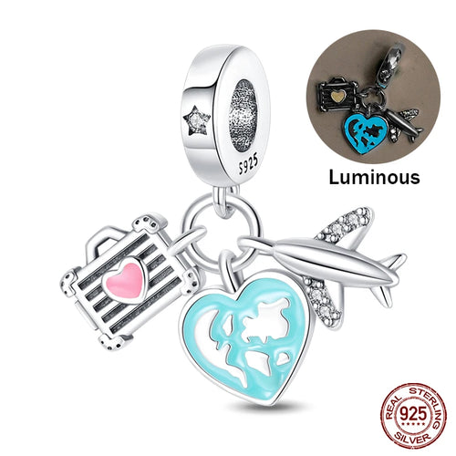 925 Sterling Silver Chameleon Luminous Firefly Butterfly Charms Beads