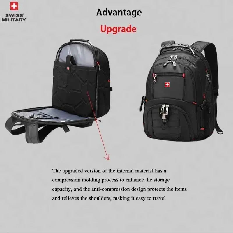 SWISS 17" Laptop Backpack Waterproof USB Charge Port Swiss-style