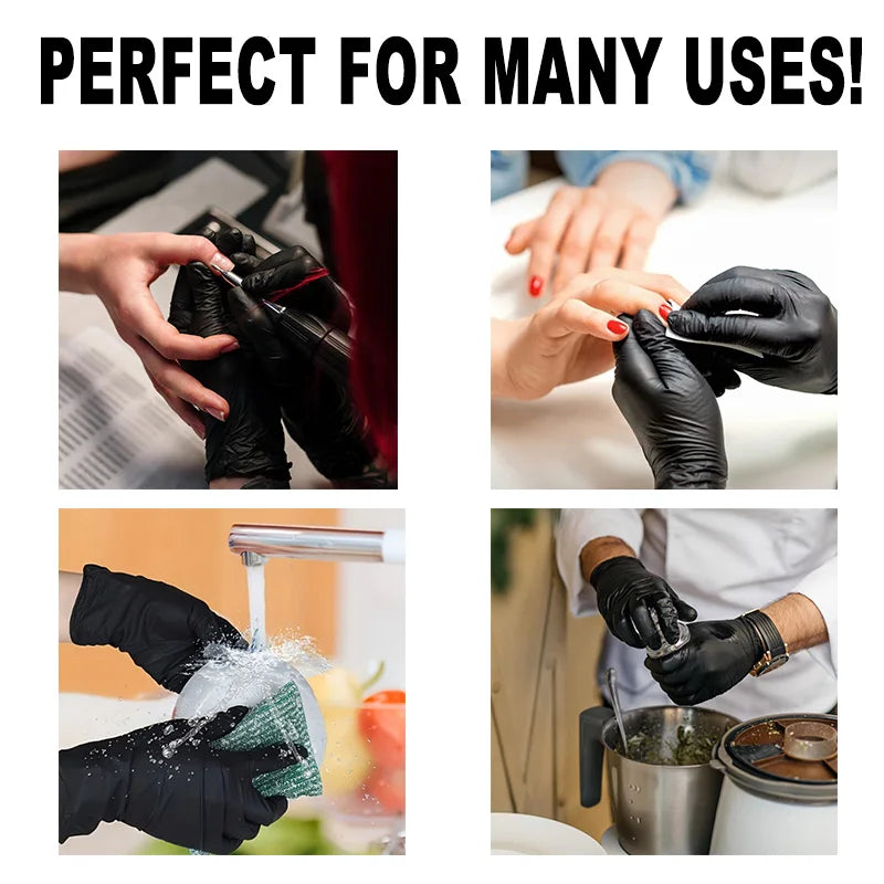 20/50/100PCS Disposable Black Nitrile Gloves for Household Use Latex