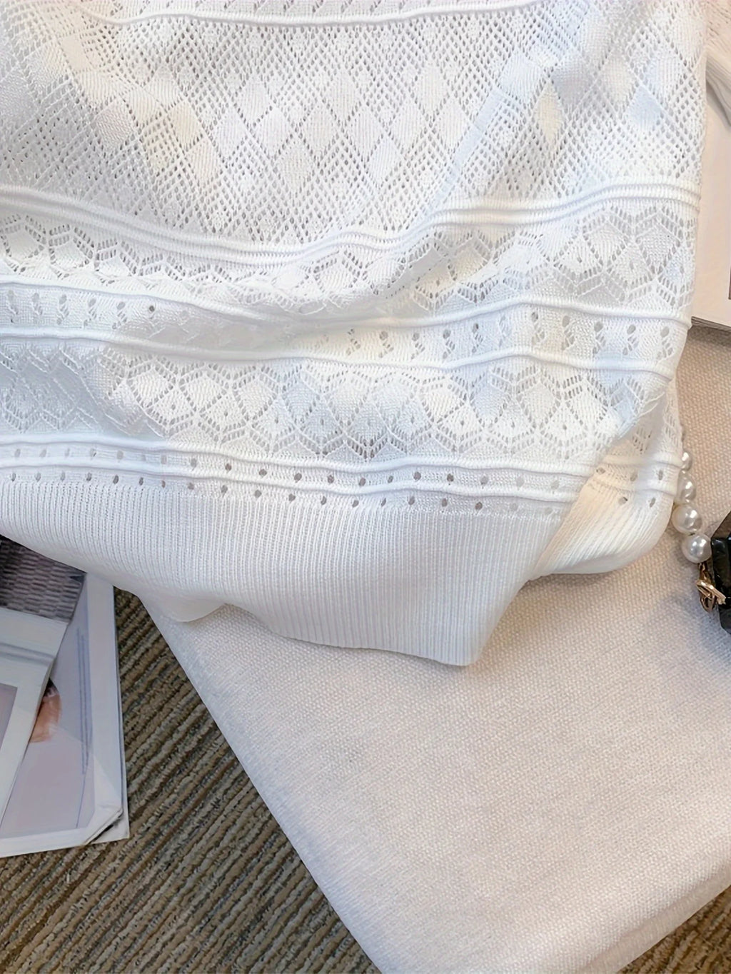 2026 New  Summer Thin Hollow Out Crew Neck Pullover Sweater Versatile