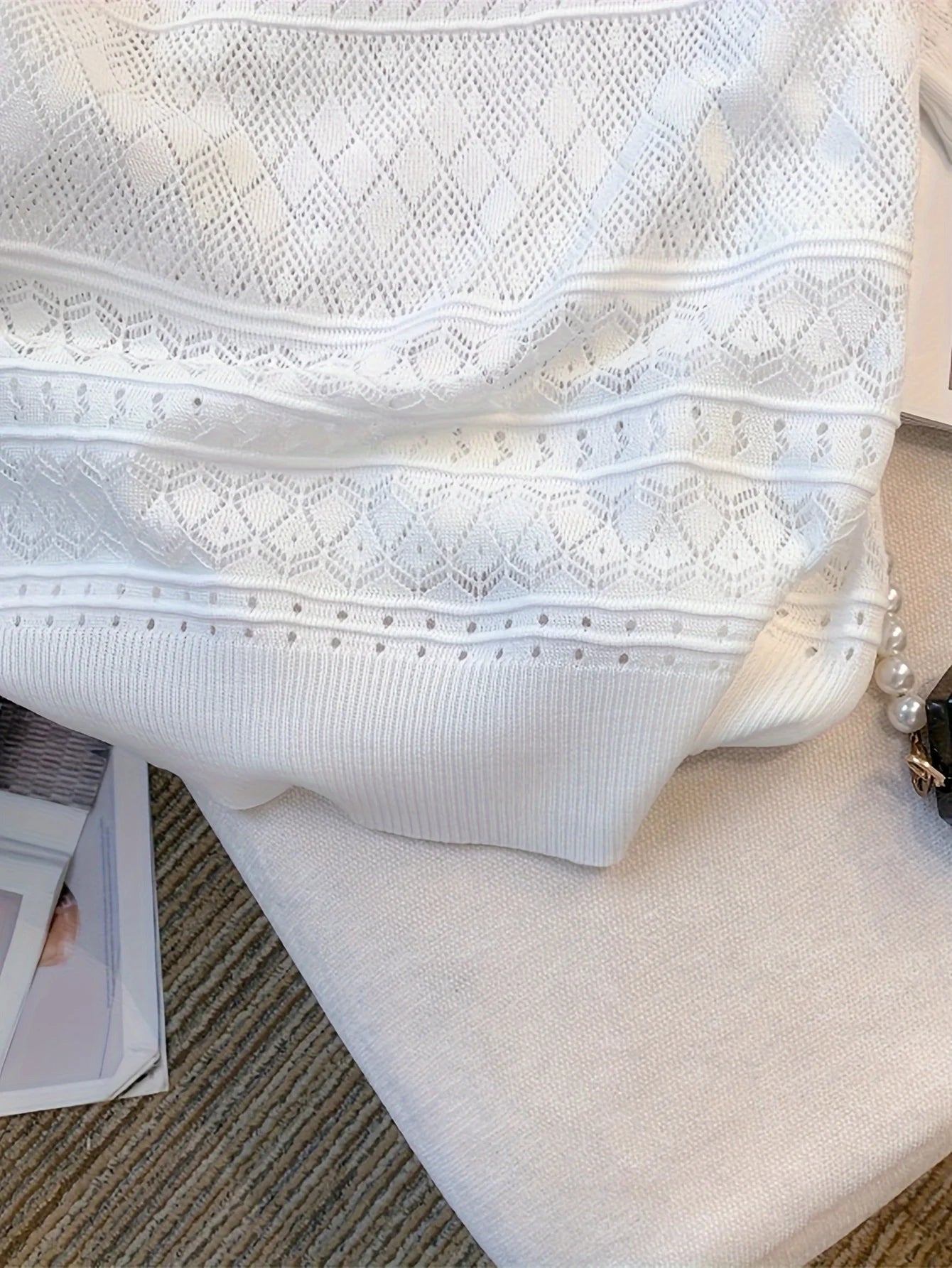 2026 New  Summer Thin Hollow Out Crew Neck Pullover Sweater Versatile