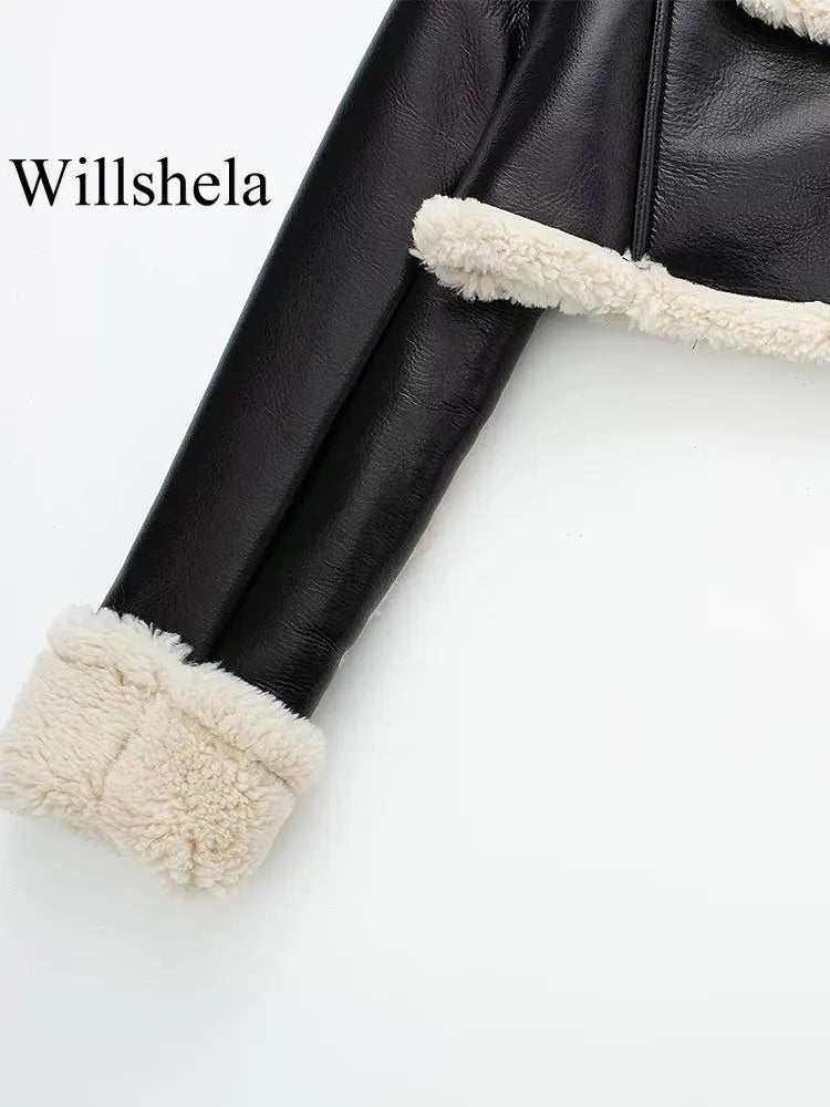 Willshela Women Fashion Solid Front Zipper Jackets Vintage Lapel Neck