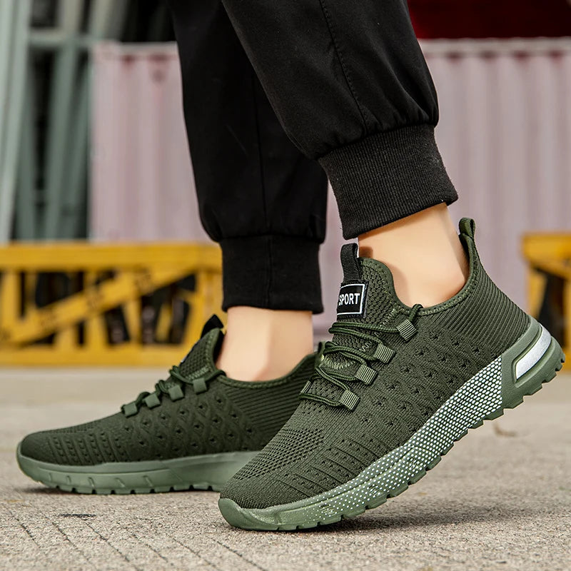 Men‘s Running Shoes Non-slip Lace-up Casual Shoes Fashion Knit
