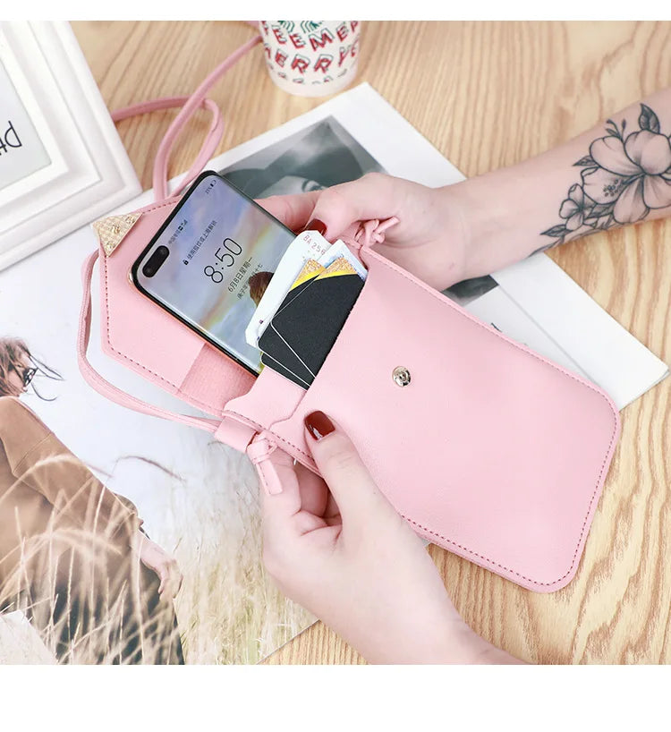 Women Cell Phone Bag Shoulder Transparent Card Holders Girl  Handbag