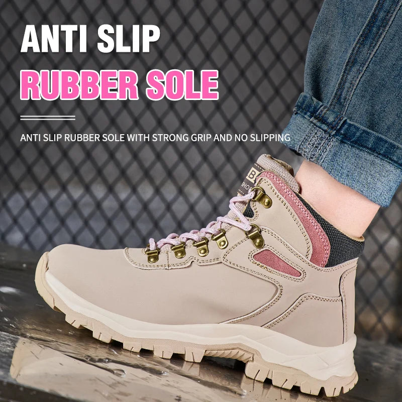 Waterproof Steel Toe Safety Boots for Women Anti-Smash Design,