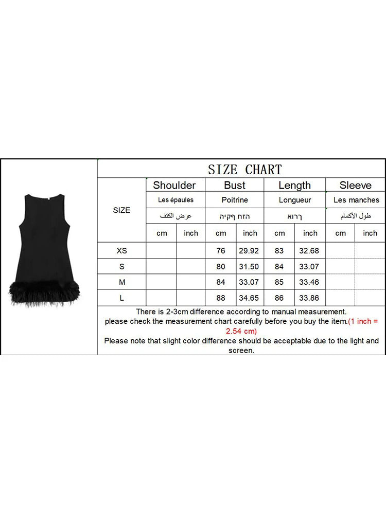 TFMLN 2024 New Elegant Women Feathers Mini Dresses Sexy Slim