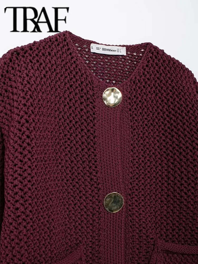 Autumn Winter Knitted Cardigans For Women Casual Button Long Sleeve