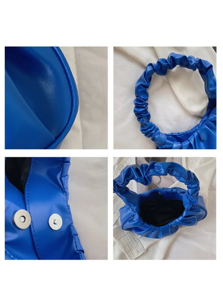 Fashion Pleated Handlebags for Women PU Cloud Bags Leisure Armpit Bag