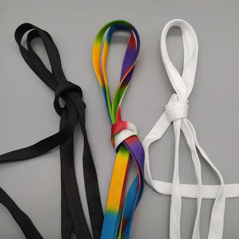 1.2cm width Flat Shoelaces Rainbow Shoelace MCQ Classic Casual White