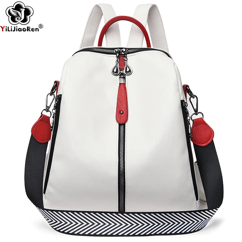 Fashion Backpack Female Soft leather Rucksack Women Shoulder Bag