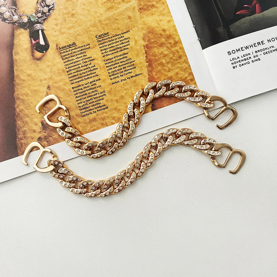 2 Pieces Sparkling Faux Pearl Decoration Chain Suitable For Crocs Bogg