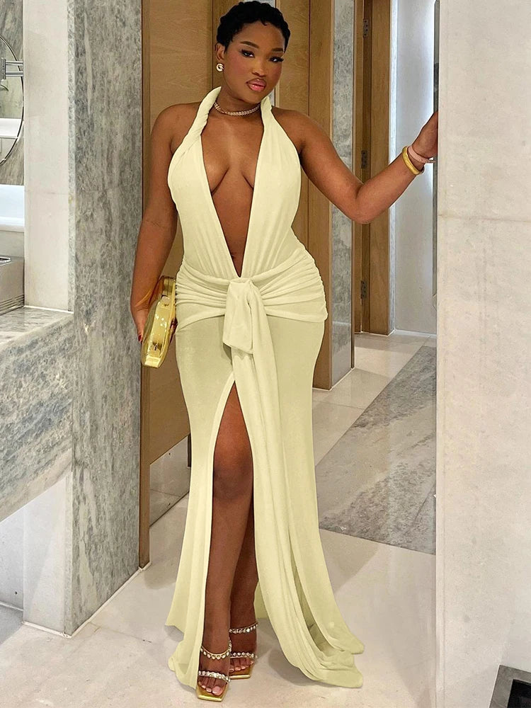 Weird Puss Peach Buttocks Sexy Dress Women Halter 2025 Summer Sexy
