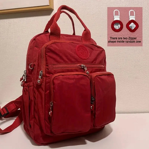 Fashion Woman Backpack Waterproof Nylon Soft Handle Solid Multi-pocket