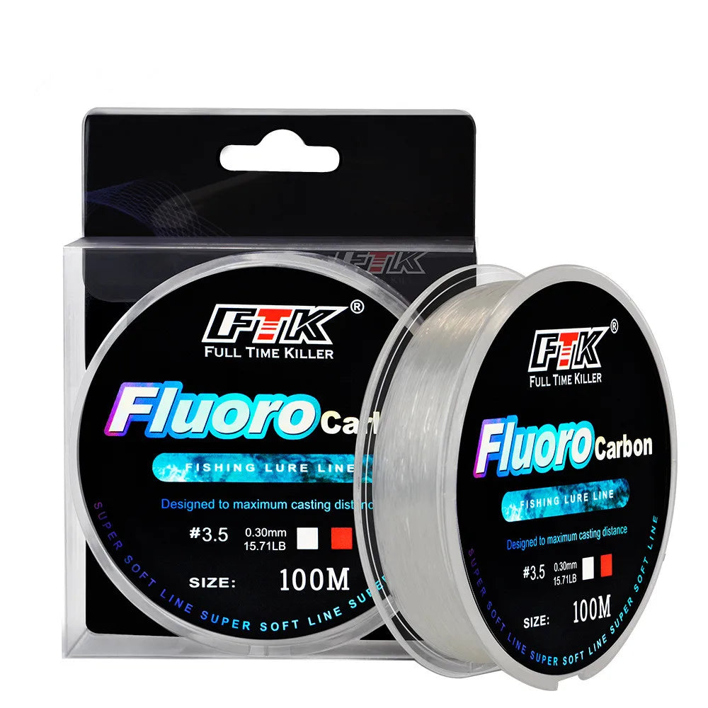 100m fluorocarbon bait fishing line, carbon fiber fly fishing, wild