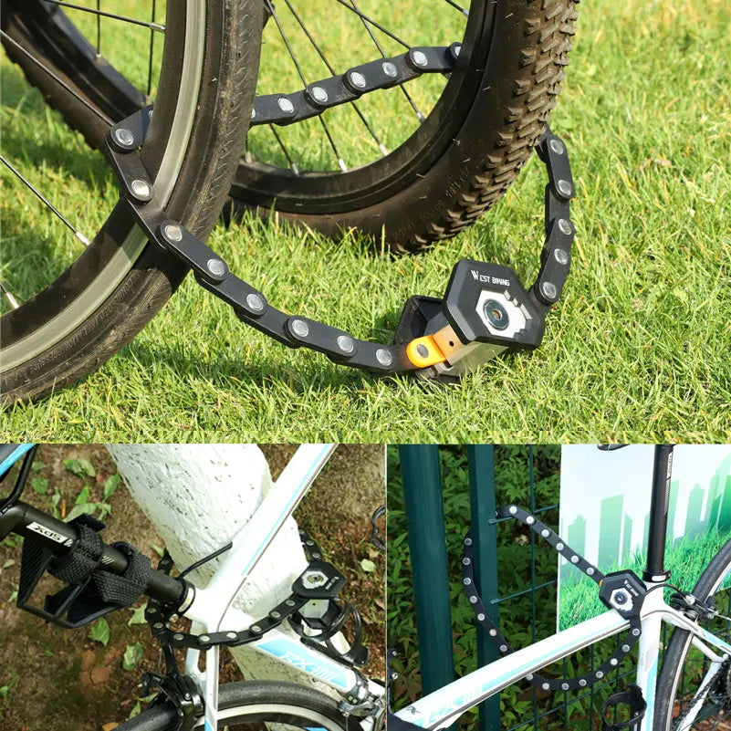 WEST BIKING Bicycle Folding Lock Portable Alloy Steel Anti-theft
