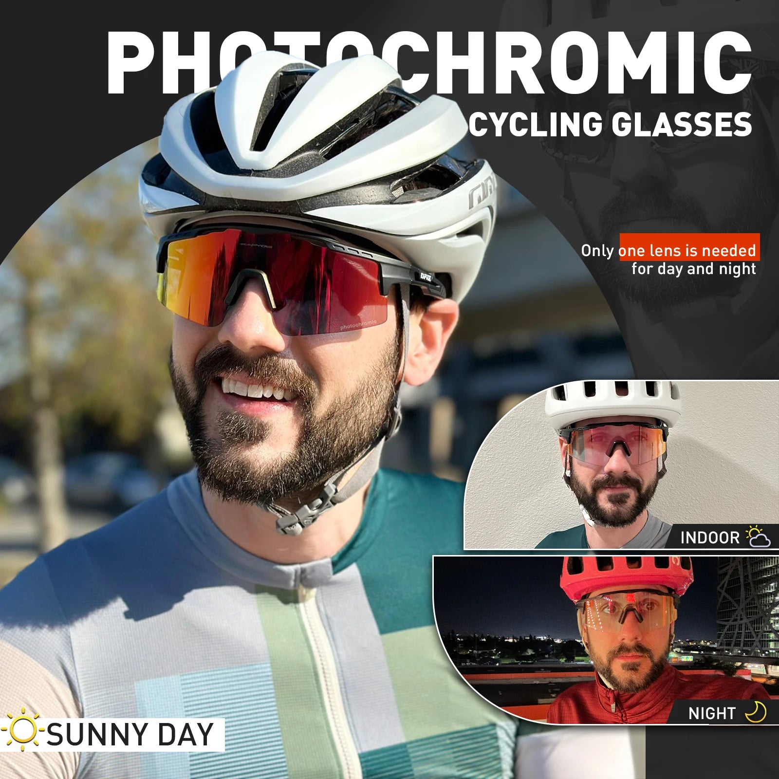 Photochromic Sunglasses UV400 Bike Bicycle Glasses Men's Blue Sports