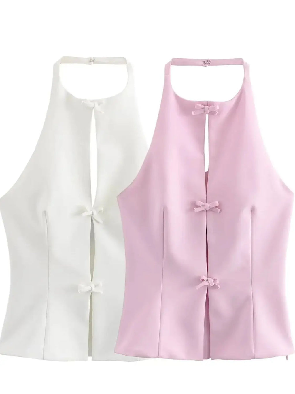XNWMNZ Women's Fashion 2024 Bows halter Neck Top Women High Street