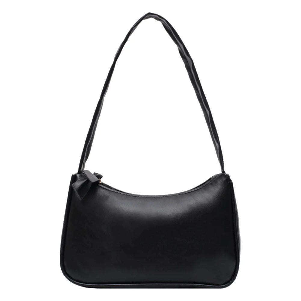 Retro forearm bag women's bow handbag PU leather bag Western style