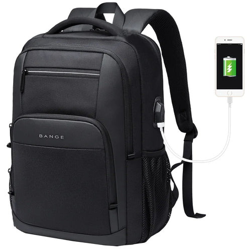 BANGE Travel Waterproof Backpack with USB Charging Port Fit 15.6 Inch