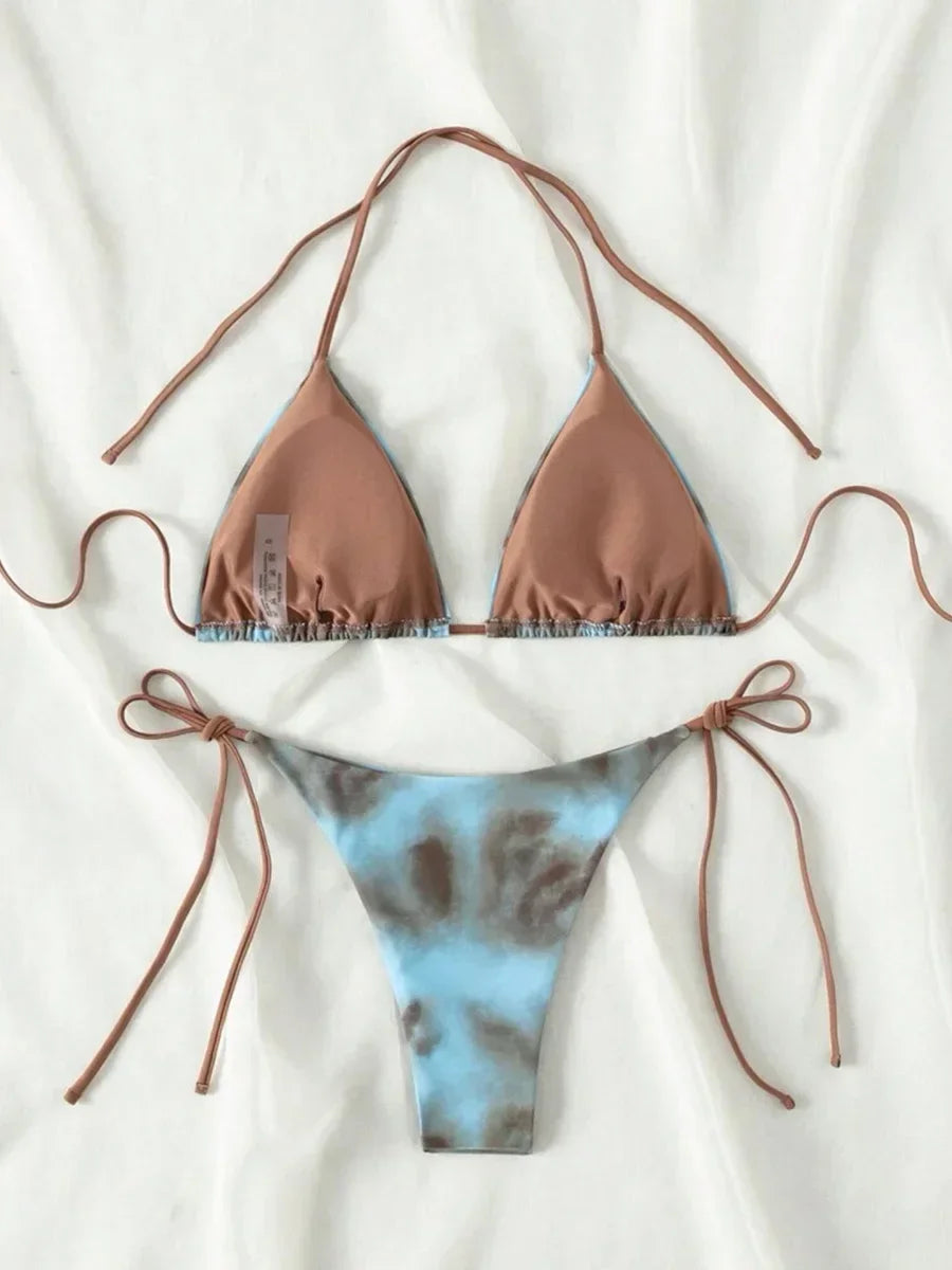 Tie Dye Bikins 2025 Mini Micro String Bikini Women Swimwear Female