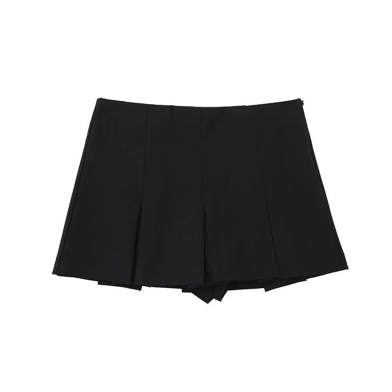 MUJER Women's Shorts Skirts High Waist Pleated Skirt Shorts Women