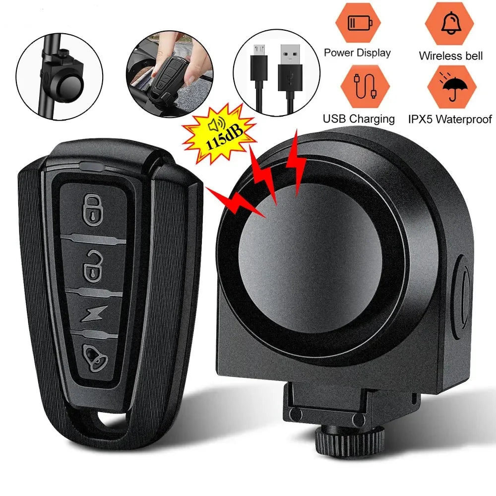 Bicycle Vibration Alarm USB Rechargeable Wireless Anti-theft