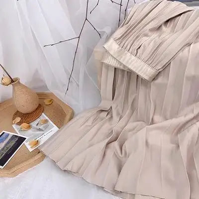 2024 Women Elegant Pleated Skirt High Waist Women Mid-long Skirt