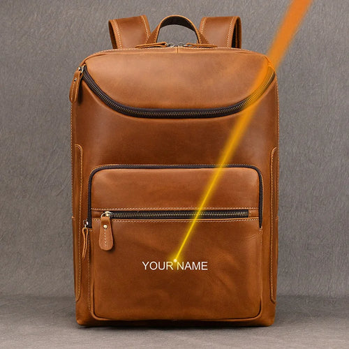 Luufan Men's Backpack Genuine Leather 15 Inch Business Laptop Daypack