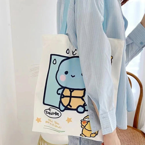 Pikachu Pokemon Canvas Tote Kawaii Psyduck Cute Autumn/Winter Daily
