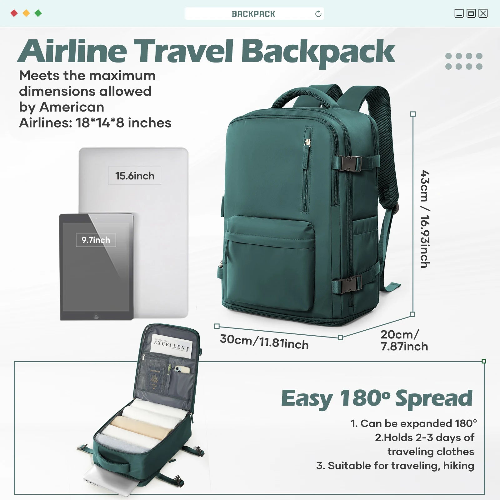 Backpack 40x30x20 Airplane, Ryanair Cabin Hand Luggage Backpack,