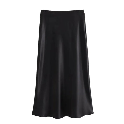 TRAF Woman 2024 Satin Skirt Women High Waist Long Skirts For Women