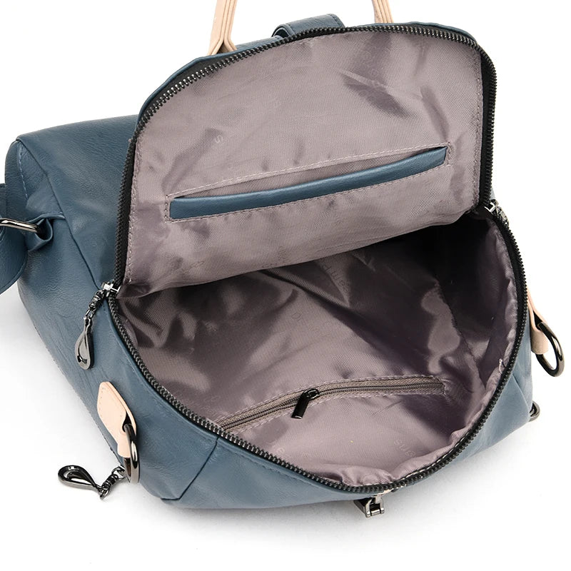 Fashion Backpack Female Soft leather Rucksack Women Shoulder Bag