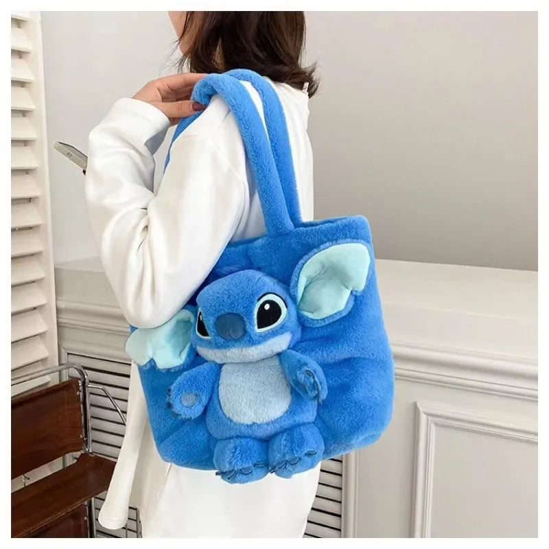 Disney 2025 New Cartoon Plush Doll Shoulder Bag Sweet and Cute Stitch