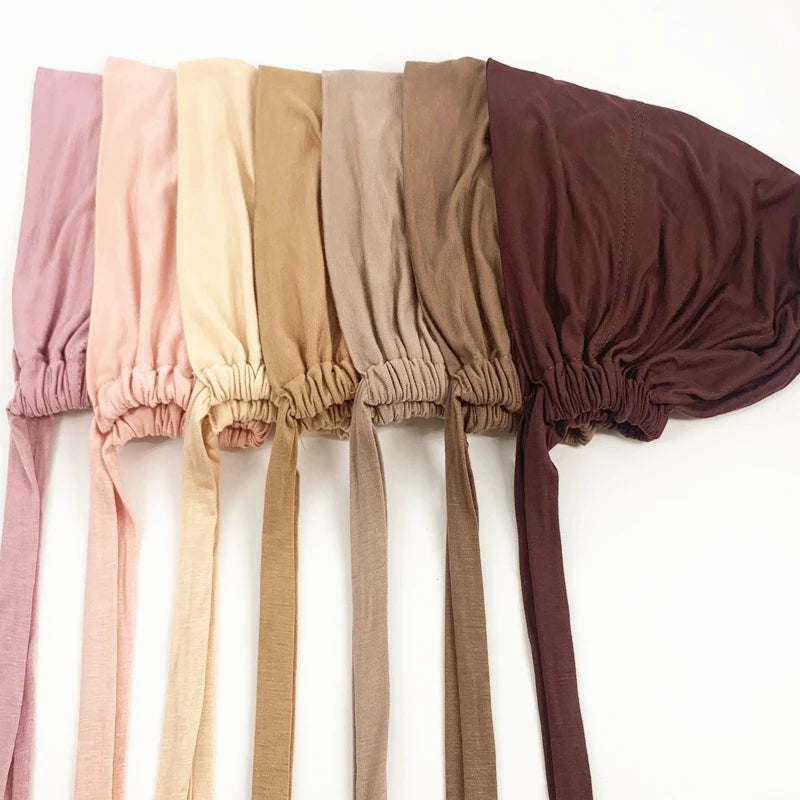 82 colors Tie Back Undercaps Fashion Women Inner Hijab Muslim Cap