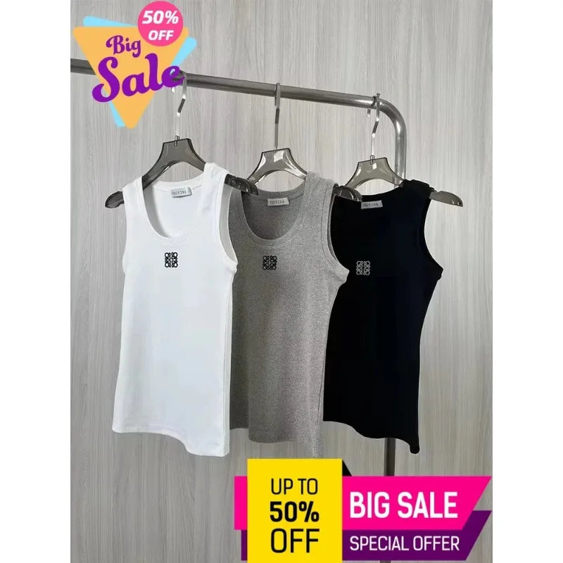 2025 Women's Cotton Vest - Slim Fit Sleeveless Summer Beachwear Chic