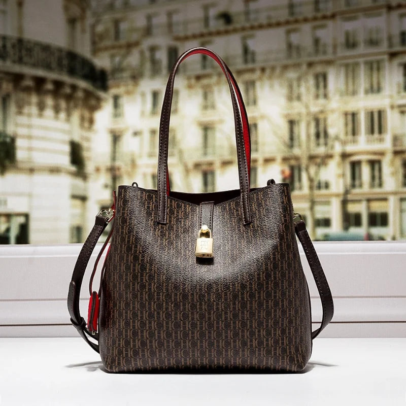 CH Premium Versatile Leather Crossbody Bag Ladies Large Capacity Daily