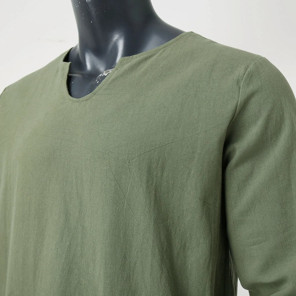Medieval Renaissance Retro Linen Shirt Tops Tunic Male Long Robes