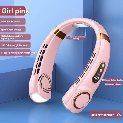 2024 New Portable Halterneck Fan USB Handheld Silent Multi-function