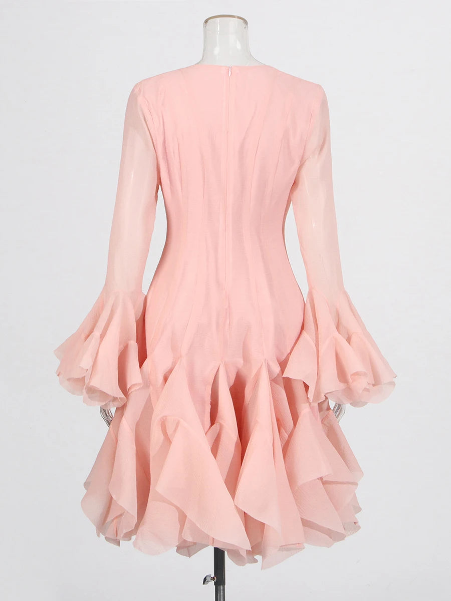 TWOTWINSTYLE Solid Spliced Button Slimming Dresses For Women O Neck