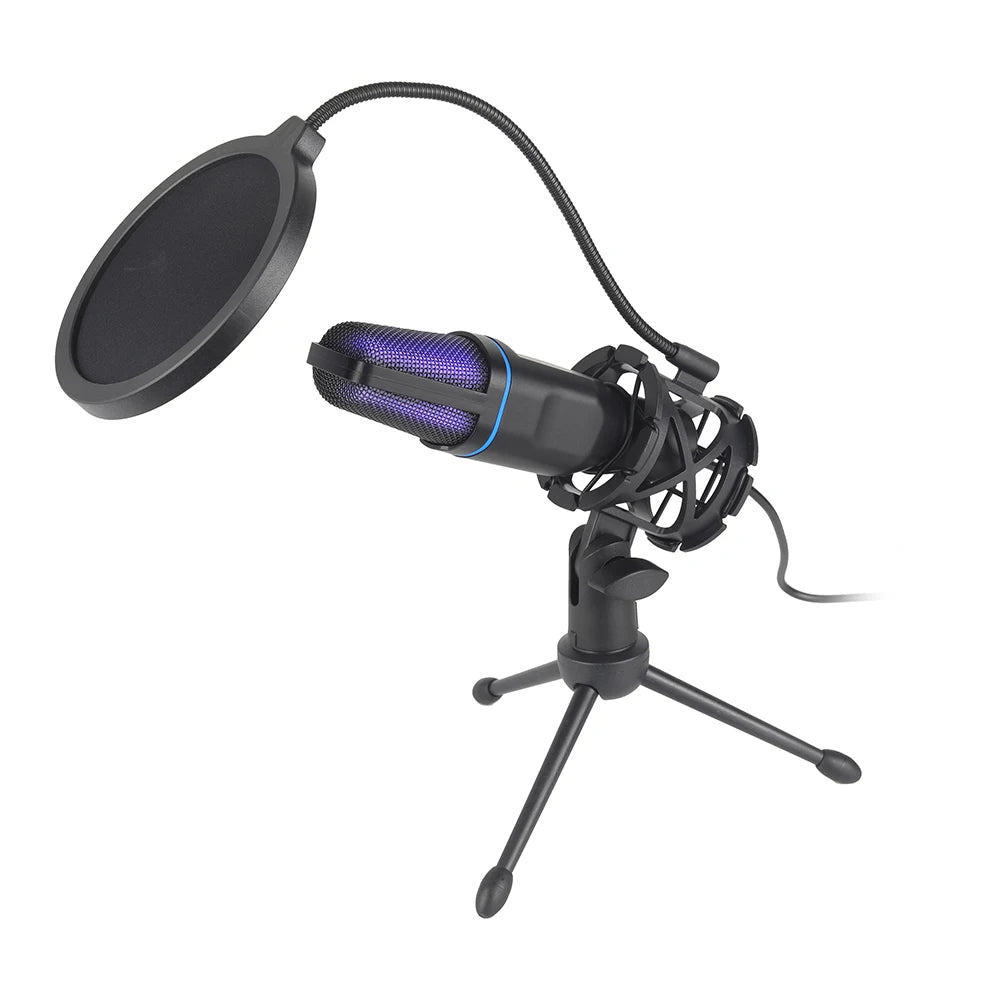 USB Microphone RGB Microfone Condensador Wire Gaming Mic for Podcast