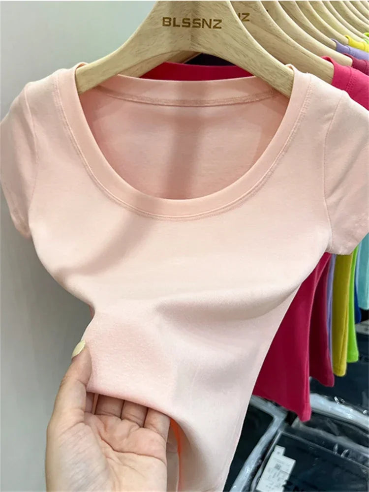 Summer Top Sexy T Shirt Women T-Shirt Korean Style Woman Clothes Slim