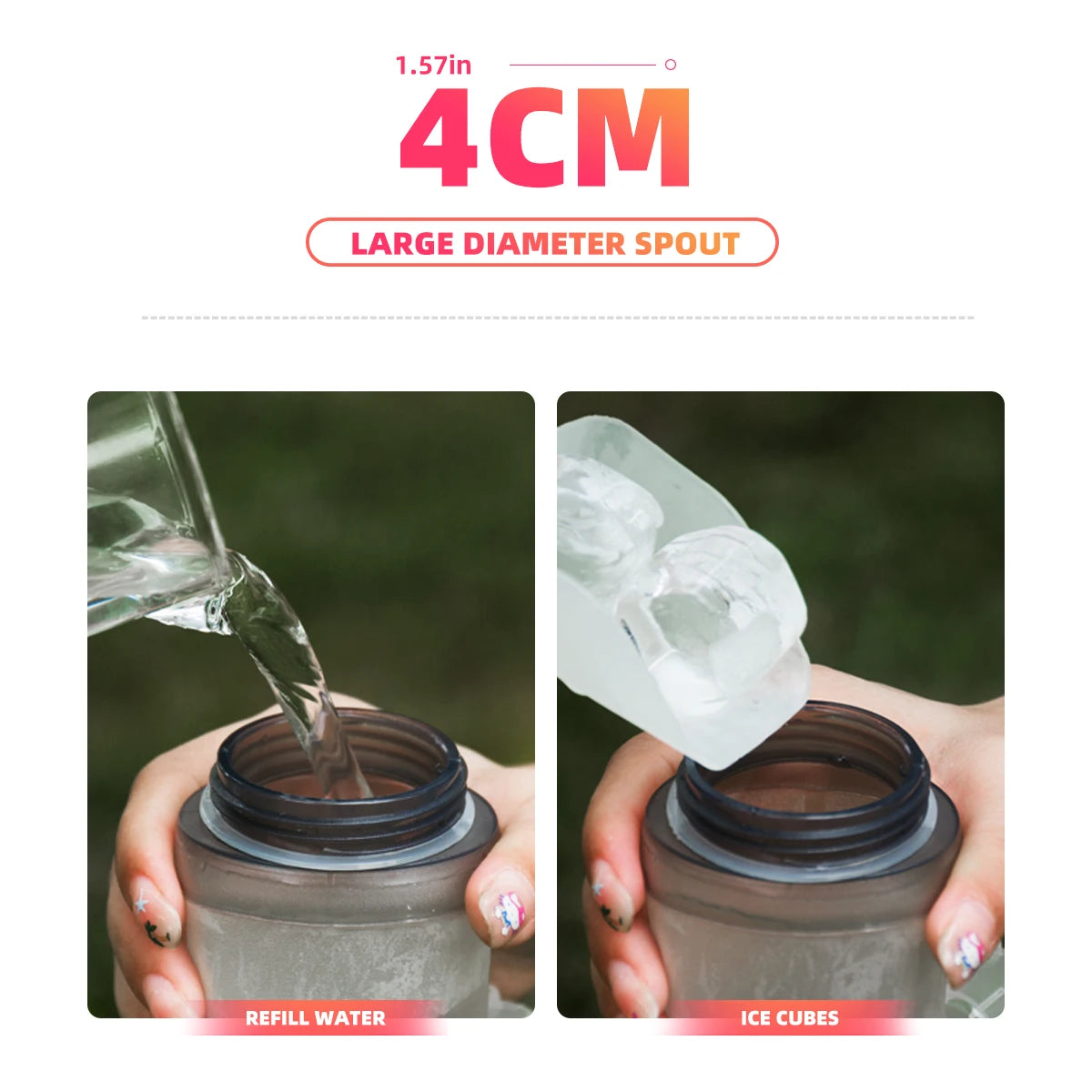 1pc New Large Caliber Soft Water Bottle Collapsible Convenient Sports
