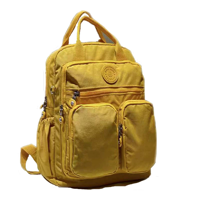 Fashion Woman Backpack Waterproof Nylon Soft Handle Solid Multi-pocket