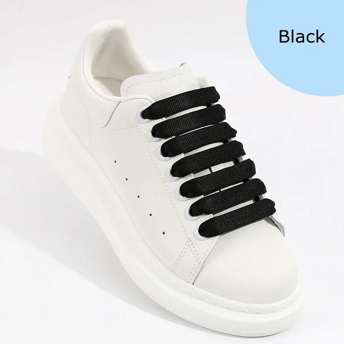1.2cm width Flat Shoelaces Rainbow Shoelace MCQ Classic Casual White