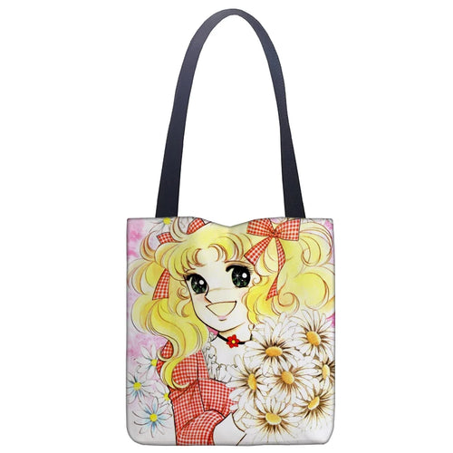 Cartoon Candy Candy Handbag Women Casual Linen Totes Underarm Top